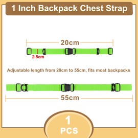 Outdoor Backpack Chest Straps, Adjustable Sternum Strap for Backpack Replacement, Camping Hiking Backpack Straps with Quick Release Buckle (Neongreen of 1pcs)