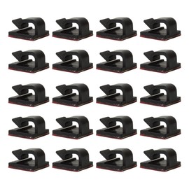 KOYOKOMA [Set of 20] Cable Clips, Cable Holder, Double Sided Tape, Easy Installation, PC, Desk, Cords, Wiring, Organization, Fixing, Small Size (Black)