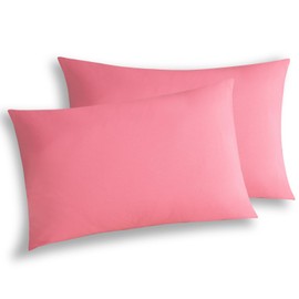 WhatsBedding Queen Jersey Knit Pillowcases Set of 2, 100% Cotton Bed Pillow Cases Queen Size with Zipper,Soft and Breathable, 20×30 inches Pink