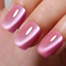 Cat Eye Gel Nail Polish, 0.5 Fl Oz Bright Pink Magnetic Nail Gel Polish With Magnet UV LED Holographic Glitter Diamond Shimmer Sparkle DIY Manicure