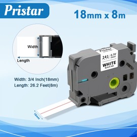 Pristar Replacement for Brother TZe-241 TZ Tape 18mm 0.7 Laminated White TZe241 18mm Label Tape Black on White 3/4 Inch Compatible with Brother P Touch PT-D410 PT-D400 PT-D600 PT-D610BT, 3-Pack