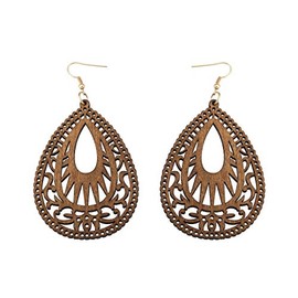 Bohemian Geometric Wood Earrings for Women Vintage Natural Wooden African Lightweight Teardrop Dangle Earrings Statement Boho Jewelry-brown