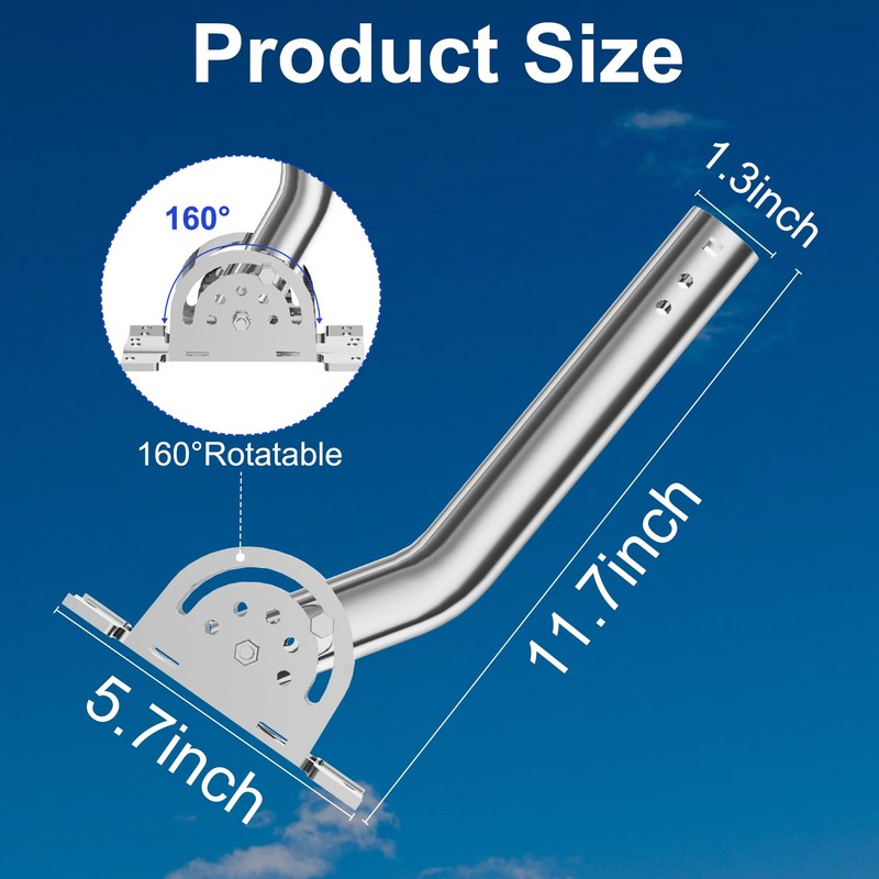 Universal Heavy-Duty Pole Mount, Rustproof Stainless Steel J-Pipe Antenna Mount