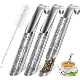 U Chef Set de 3 Infusor de T de Acero Inoxidable con Gancho y Cepillo, Colador de T Reutilizable e Individual, Infusor de T para Hojas Sueltas,...    