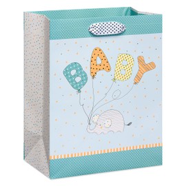 Papyrus 13" Large Gift Bag - Designed by House of Turnowsky (Elephant with Balloons) for Baby Showers, Baby Sprinkles, New Baby, Baptisms, Christenings and All Baby Occasions (1 Bag)