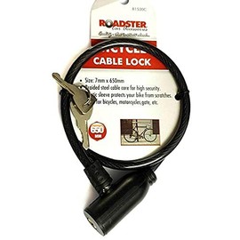 BITALY Steel Safety Security Cable Lock with 2 Keys Bicycle Bike Scooter Grills and Other Items Secured Spiral Heavy Duty Chain Lock 7mm x 65cm… (Black)