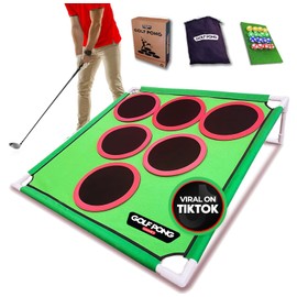 Golf Pong – Backyard Golf Game with 16 Chipping Velcro Balls & Mat, Yard and Outdoor Games for Adults & Family, Indoor Golf Set for Home, Beach or Party, Lawn Games for Adults & Family Outdoor