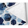 Blue Grey Modern Geometric Throw Blanket, Watercolor Deep Blue Navy