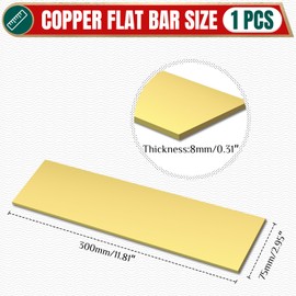 Uxney Brass Flat Bar，5/16"Thickness x 3"Width x 12"Length Brass Bar Stock，Brass Rods for Crafts,Models, Repairs, Electrical