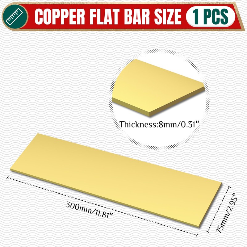 Uxney Brass Flat Bar，5/16"Thickness x 3"Width x 12"Length Brass Bar