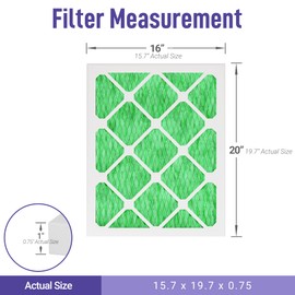 Maycold 16x20x1 Individually Wrapped Pleated Air Filter MERV 13 (6-Pack) Superior High-Efficiency Replacement Filters for AC & Furnace Units Actual Size: 15.70" x 19.70" x 0.75"