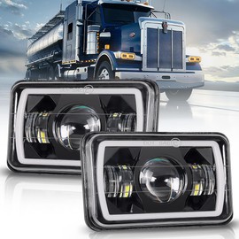 BAOLICY 4x6In LED Headlights DOT Approved 2PCS Hi/Low Beam White/Amber DRL