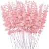 FEQO 36 Pcs Pink Eucalyptus Stems Artificial Leaves Faux Eucalyptus
