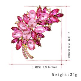 FAIRYGATE Brooches for Women UK Pink Vintage Scarf Shawl Brooch for for Ladies Wedding Banquet Feather Lapel Pin B3218