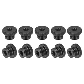 uxcell Knurled Thumb Nuts, 10Pcs M8 x 24 x 16mm Carbon Steel Knurled Nut, Adjusting Round Knobs Fasteners Nuts for 3D Printer Parts, Black