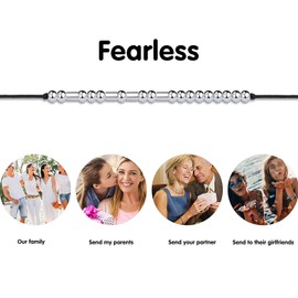 Gleamart Morse Code Bracelet 925 Sterling Silver Handmade Secret Message Beads Silk Cord Bangle for Fearless