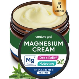 Venture Pal Magnesium Lotion, Topical Magnesium Cream for Sleep, Leg Cramps & Pain, Muscle Relaxation, Calm, Moisturizing Supplement with Coconut Oil, Shea Butter & Hyaluronic Acid, Safe for Kids