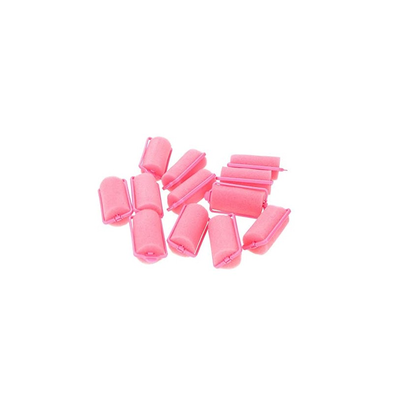 Set of 12 Large Pink Foam Sponge Hair Rollers