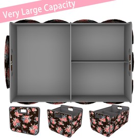 Homeve Homeve Trunk Organizer, Car Storage, Reinforced Handles, Collapsible Multi-Compartment Car Organizers, Foldable, Waterproof, 600D Oxford Polyester (Peony, 2 Compart)