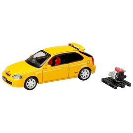 1/64 Honda Civic TYPE R (EK9) 1997 with Engine Display Model Sunlight Yellow