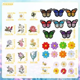 38 Pcs Flower Iron On Patches, Colorful Embroidered Patch, Butterfly Floral Applique Patches Sew On Patches Decorative Fabric Patches for Clothes Jackets Backpack Jeans Hats DIY Decor