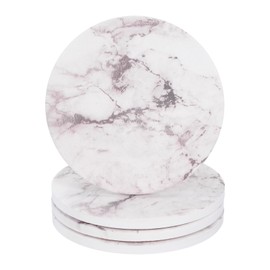 sourcing map 4Pcs Absorbent Coasters Taupe Marble Gilding Pattern Round Coaster with Cork Backing Non-Slip for Home Office 4inches.