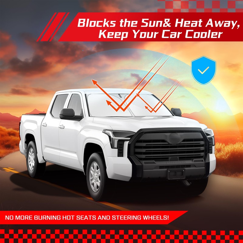 ARISMOTOR Windshield Sun Shade for Toyota Tundra (Limited, SR5, Platinum,