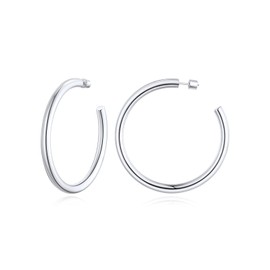 FOCALOOK Women's Creole Earrings Stainless Steel Statement Earrings Piercing Ear Round Hoop Earrings Large Earrings Vintage Jewellery Size 30 mm / 40 mm / 60 mm / 80 mm, Stainless Steel, No Gemstone
