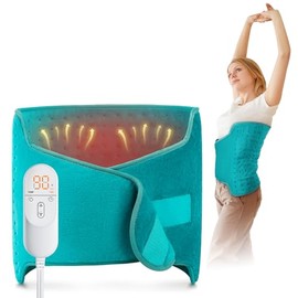 Heating Pad for Back, Heating Pad for Period Cramps/Waist/Stomach with Belt, Mothers Day Gifts for Mom Wife Grandma, Birthday Gifts for Women Men, 6 Heat Settings, 4 Auto-Off, Blue Green
