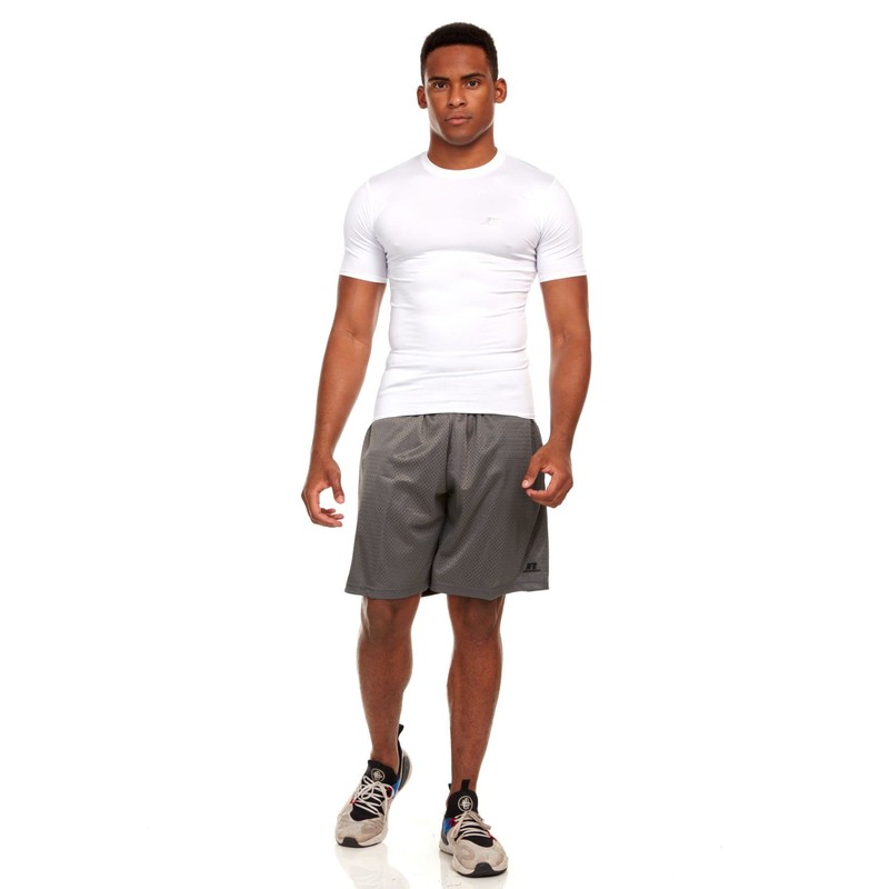 Russell Athletic Men's Compression Short Sleeve Top, White, X-Large