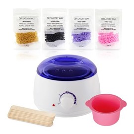 Kit de Depilación con Cera Profesional HELSE, Calentador Eléctrico con Tapa Transparente, Incluye Perlas de Cera, Aplicadores y Bowl de Silicona para Uso en Casa