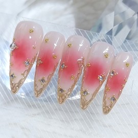 Rose Jungle Wedding Handmade Nail Tips - Stiletto / 장미 정글 웨딩 수제네일팁 - 스틸레토