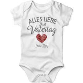miKalino Babybody mit Spruch Alles Liebe zum Vatertag mit Namen Kurzarm Strampler für Jungen und Mädchen | Geschenkidee, Farbe:weiss, Grösse:86-92