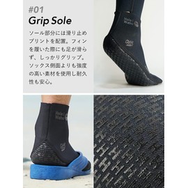 HeleiWaho Wet Socks, Diving Socks, Tabi, 0.08 inch (2 mm), Anti-slip, Surfing, Diving, Marine Sports, Chaffing Prevention, Black