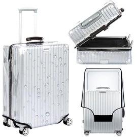 Veki Clear Suitcase Cover PVC Protector with Zip, Waterproof Transparent Luggage Cover Protective Bag, for Plastic Trolley Case Cover Protect Suitcases from Scratch for Travel Accessories (24inch)