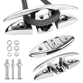 Pacify 2 Pack Folding Boat Cleats 316 Stainless Steel 4.5/5/6 Inch Flip-Up Dock Cleats Marine Grade Retractable Boat Cleat for Deck, Dock, Kayak, Mooring, Rope Line with Fasteners (6inch)