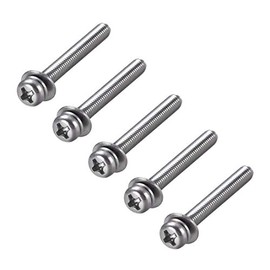 sourcing map M4 x 35mm Stainless Steel Phillips Pan Head Machine Screws Bolts Combine with Spring Washer and Plain Washers 5pcs