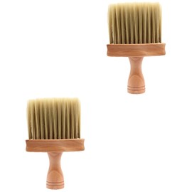 NOLITOY 2pcs Hair Scalp Care Neck Duster Brush w Hair Cutting Kit Salon Brush for Broken Hair Cleaning Safe Hair Removal Tool Wooden Handle Home Barber Shop Use