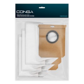 Cecotec Sacchetti Polvere Base Autosvuotamento Pack 3 Conga Rockstar 5500 Station Flex Pet Flex. Ricambio Originale, Alta Capacità, Sistema Igienico per manutenzione semplice e pulizia senza contatto