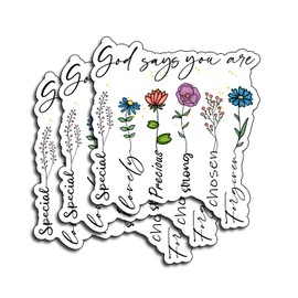 (3 PCS) God Says You are Special Lovely Precious Strong Chosen Forgiven Sticker Christian Cristianos Cross Bible Waterproof Vinyl Water Bottle Phones Laptops Gifts for Love Jesus Decals 3"x2.5" Inch