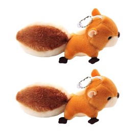 Zhuluck 2Pcs Brown Cartoon Squirrel Plush Keychain, Key Ring Backpack Plush Stuffed Animal Keychain Cute Squirrel Decor Car Keys Gifts