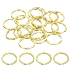 PATIKIL Flat Split Ring, 20Pcs 0.8"/20mm Dia Brass Flat Split Key Chain Rings for DIY Home Office Car Keys