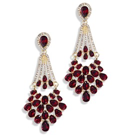 BABEYOND 1920s Flapper Art Deco Gatsby Earrings 20s Flapper Gatsby Accessories Vintage Wedding Dangle Pearl Earrings(Red)