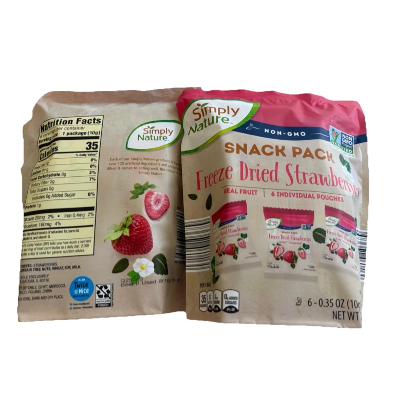 Simply Nature Freeze Dried Strawberries Snack Pack 6 - 0.35Oz