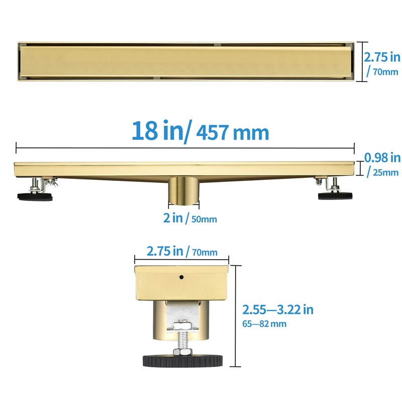 Kuaisailsk Linear Shower Drain ，with Tile Insert Panels ，18 Inch