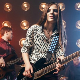 Nefelibata Guitar Strap-2" Wide Double Layer Cotton Original Design Adjustable Guitar Straps with Long Leather Ends for Bass, Electric & Acoustic, Best Gifts for Kids,Guitarists(Blue checkerboard)