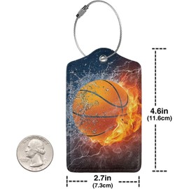 2 etiquetas de equipaje temáticas de baloncesto para veliz, lazo de acero con etiqueta de identificación de cubierta de privacidad, regalo de cumpleaños para niños, niñas, mujeres, hombres, amantes