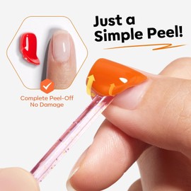 Modelones Peel Off Base Coat and Gel Top Coat Set, 2 Pcs No Wipe Clear Top Gel Nail Polish and Peelable Practice Base Easy Removal, Nail Art Manicure DIY Gift for Weak Thin Nails Beginner Women 10ml