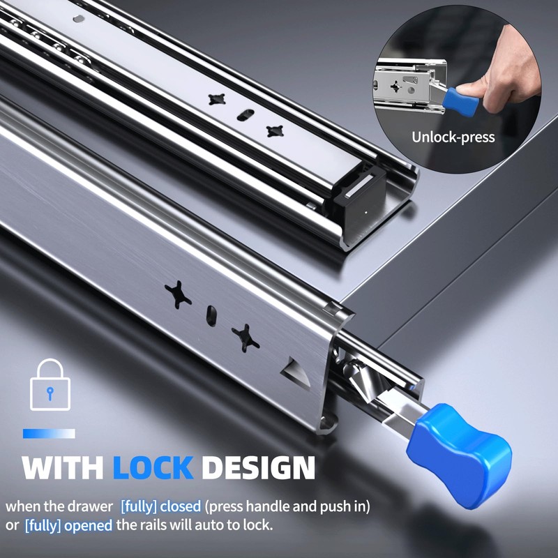 SLIDEWAY 260 Lbs Heavy Duty Locking Drawer Slides 1 Pair