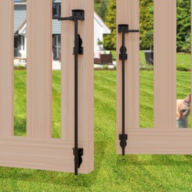 24 Inch Cane Bolt Gate Drop Rod, Heavy Duty Gate Latch, Cane Bolts for Wood Vinyl Metal Fences Gates-(Black Finish,2 Pack)